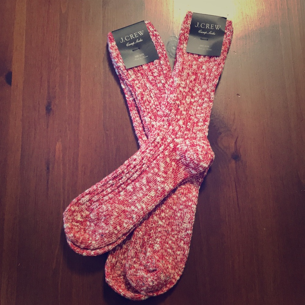NWT J.CREW Camp Socks - Red/White Blend OS
